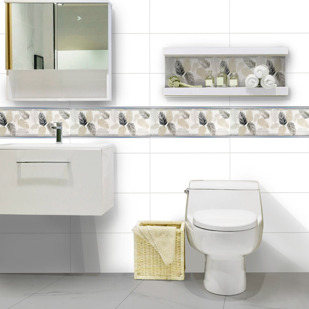 Listelo Leaves Cerámica Kantu Multicolor 45x15cm