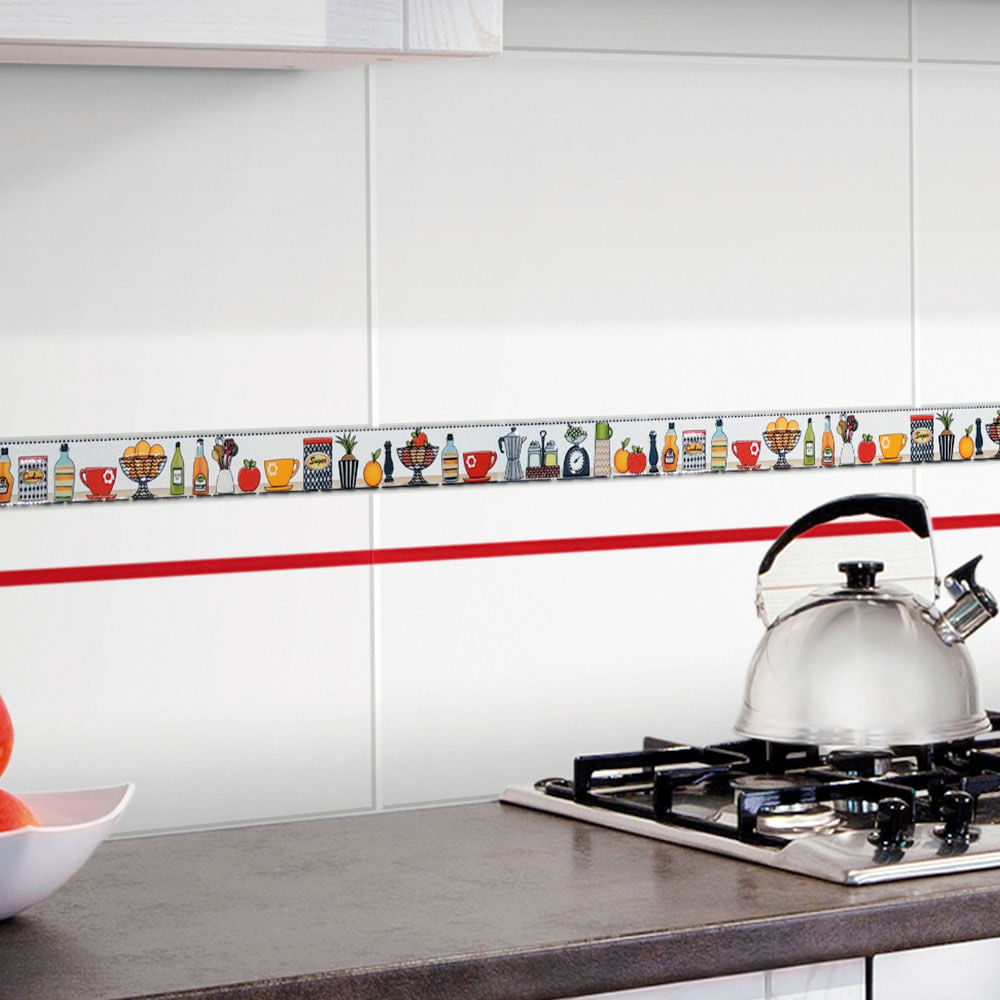 Listelo de Cerámica Suiza 3x45cm Kantu Beige Brillante