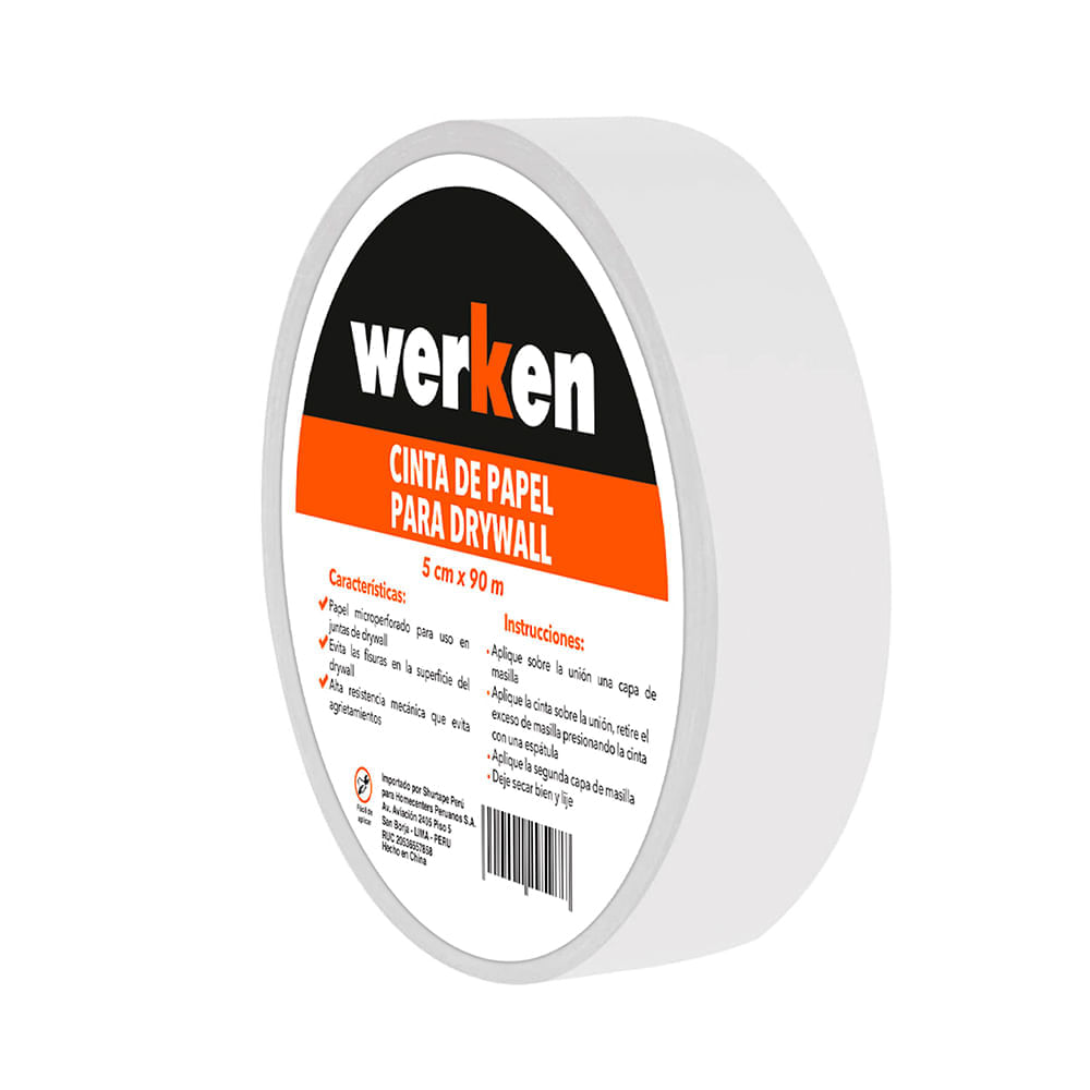 Cinta de papel para drywall 5cm x 90 metros Werken