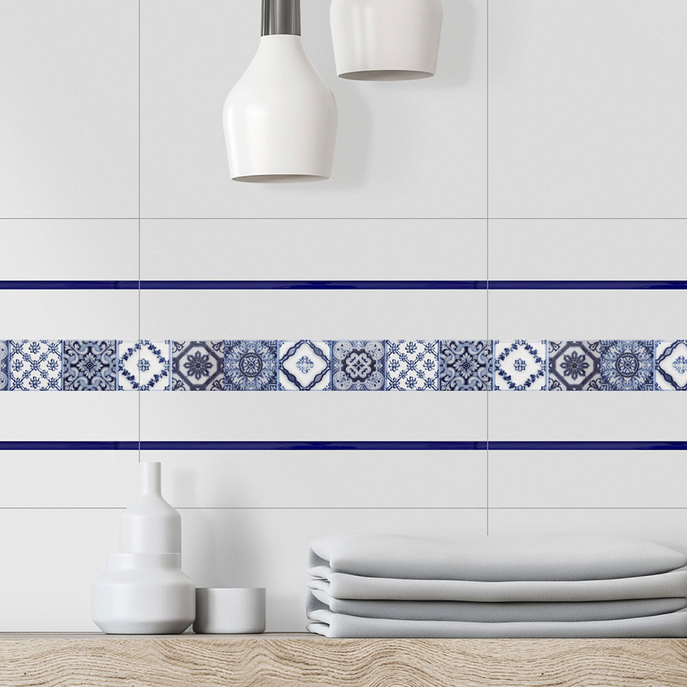 Listelo Cerámico Cataluña Kantu 39.5x7.7 cm Brillante Azul