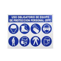 Señal de Seguridad Informativa EppObras de Madera Azul 80x60cm