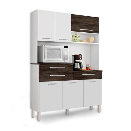 Mueble Alacena de Cocina Orion 138.5cm MDP Blanco/Marrón Kits Parana