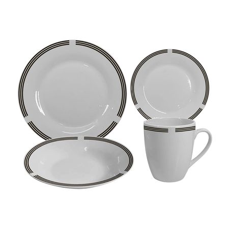 Set de vajilla Decal Lineas x 16 piezas Orange