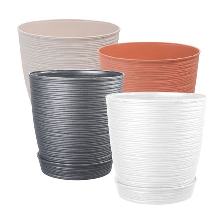 Maceta Circular Plástica Reyplast Modelo Piedra 25x23cm