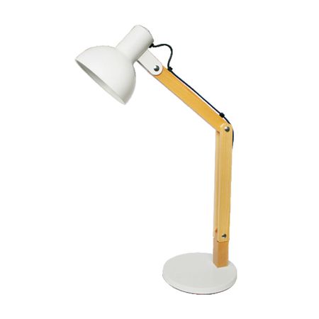 Lámpara de Escritorio Decorativa Madera E27 Orange Blanco 61 cm