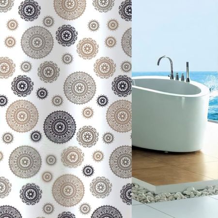 Cortina de Baño con Aros 180x180cm Peva Mandalas