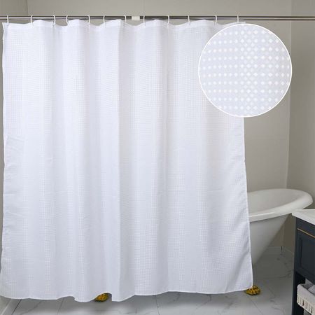 Cortina de Baño con Aros Orange 180x180cm Poly Perla Blanco