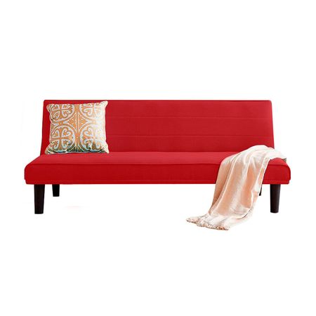 Sofá Futón Alaska Madera/Tela Rojo 167x72x92cm Orange | Respaldar 180°