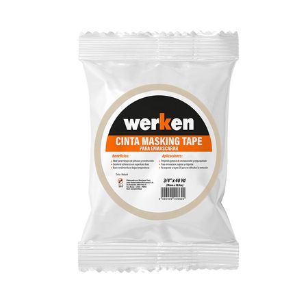 Cinta Masking Tape Werken Blanco 3/4' x 40yd Caucho Termoplástico