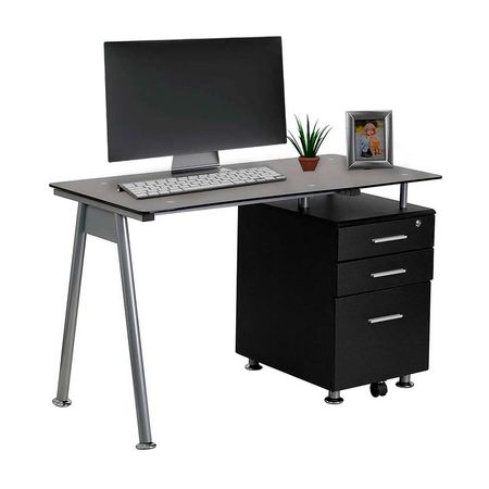 Escritorio de Vidrio Danesa MDF Negro Orange | Resistencia 40kg