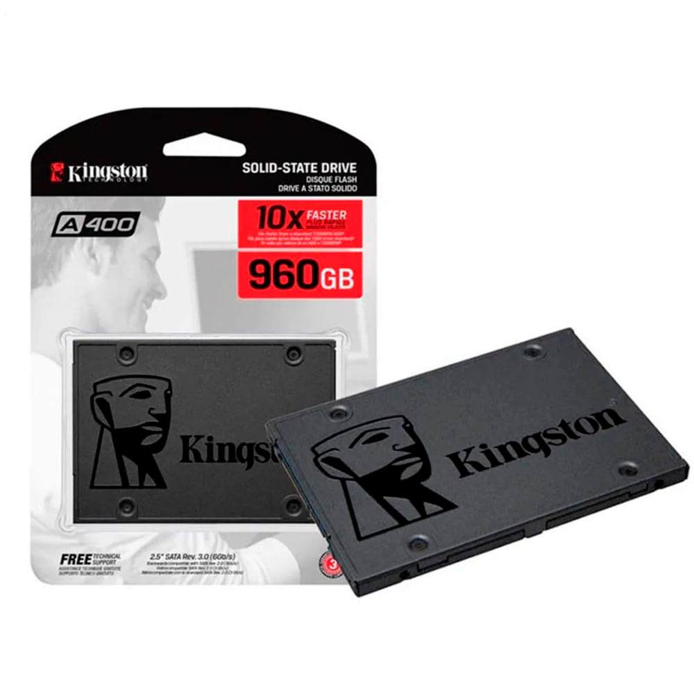 Unidad de Estado Solido Kingston A400, 960GB, SATA 6.0 Gb/s, 2.5"", 7mm.
