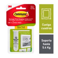 Tiras para Colgar Cuadros 3M Promo-pack, Medianas, Blancas, 12 pares