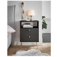 Velador Mesa de Noche Moderno Paulina Negro R&R MUEBLES