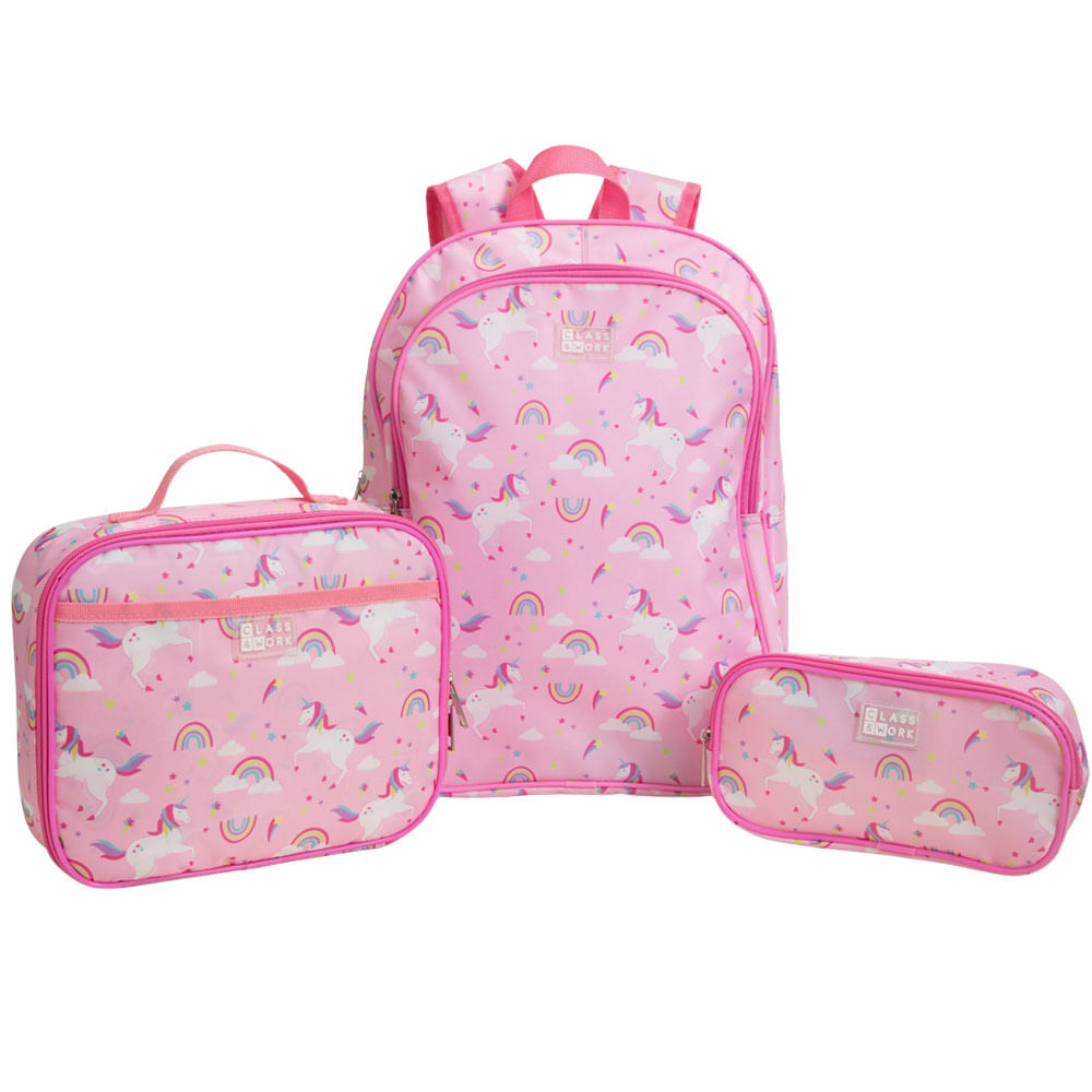 Set Mochila + Lonchera + Cartuchera Unicornio CLASS&WORK