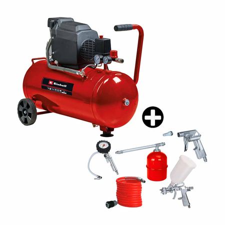 COMBO Compresor de aire 1500W TC-AC 190/50/8 + Set accesorios para compresora 5 piezas