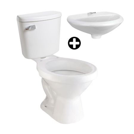 COMBO Taza Universal Blanco Sdw Trebol + Tanque para inodoro Rapid Jet Plus Blanco Trebol + Lavatorio Eco Blanco Trebol