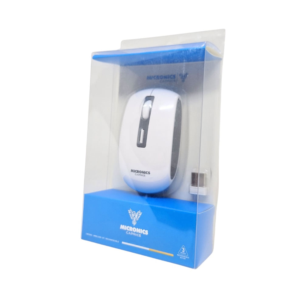 Mouse Micronics Caprice Recargable Inalámbrico 2.4Ghz 1600Dpi Blanco