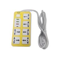 Cable de Extensión Enchufe Múltiple Rectangular más Adaptadores de Usb Amarillo