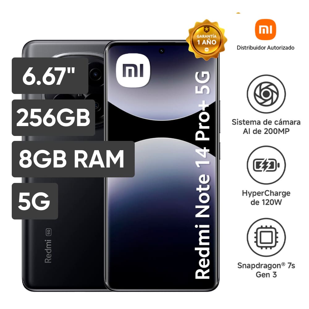 Smartphone XIAOMI REDMI NOTE 14 PRO+ 6.67"" 8GB 256GB 200MP Midnight Black