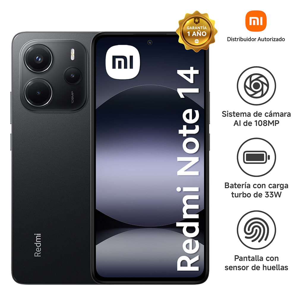 Celular Redmi Note 14 8GB RAM 256GB ROM Negro Ocaso