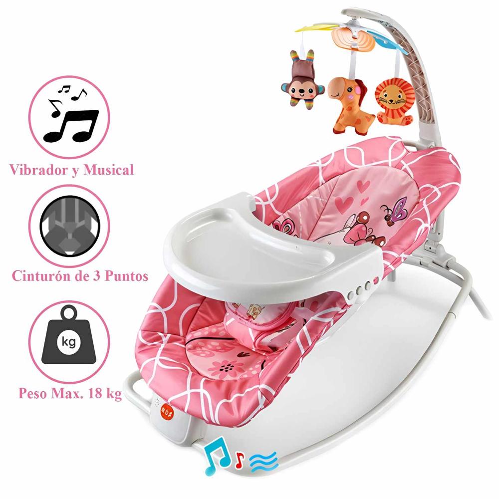Silla Mecedora  Musical con Vibrador Ocean Rosado