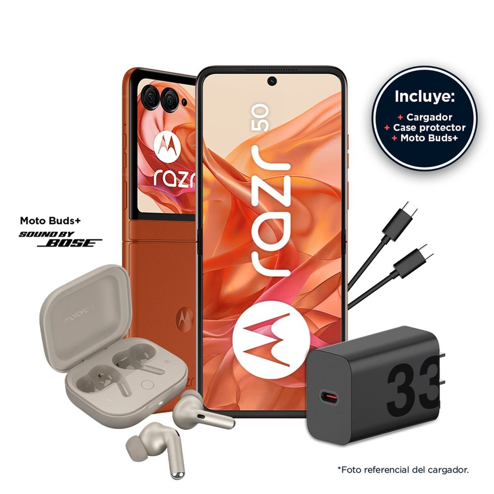 Celular Motorola Razr 50  6.9"" 12GB RAM 256GB Naranja + Motobuds