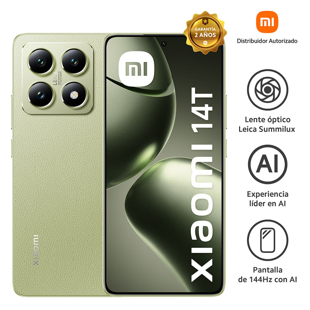 Celular Xiaomi 14T 12GB RAM 512GB 6.67"" Lemon Green