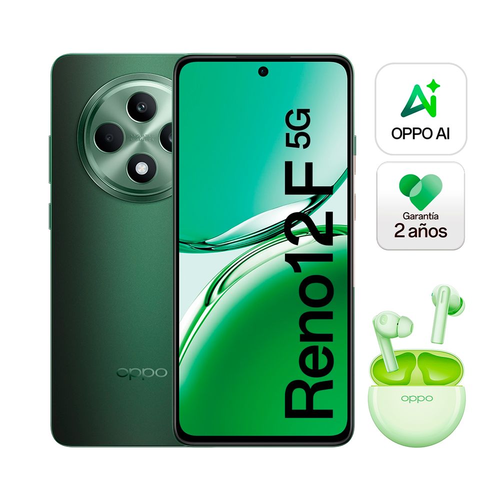 Celular Oppo Reno 12F 5G 6.67"" 12GB RAM 256GB Verde + Encobuds Verde