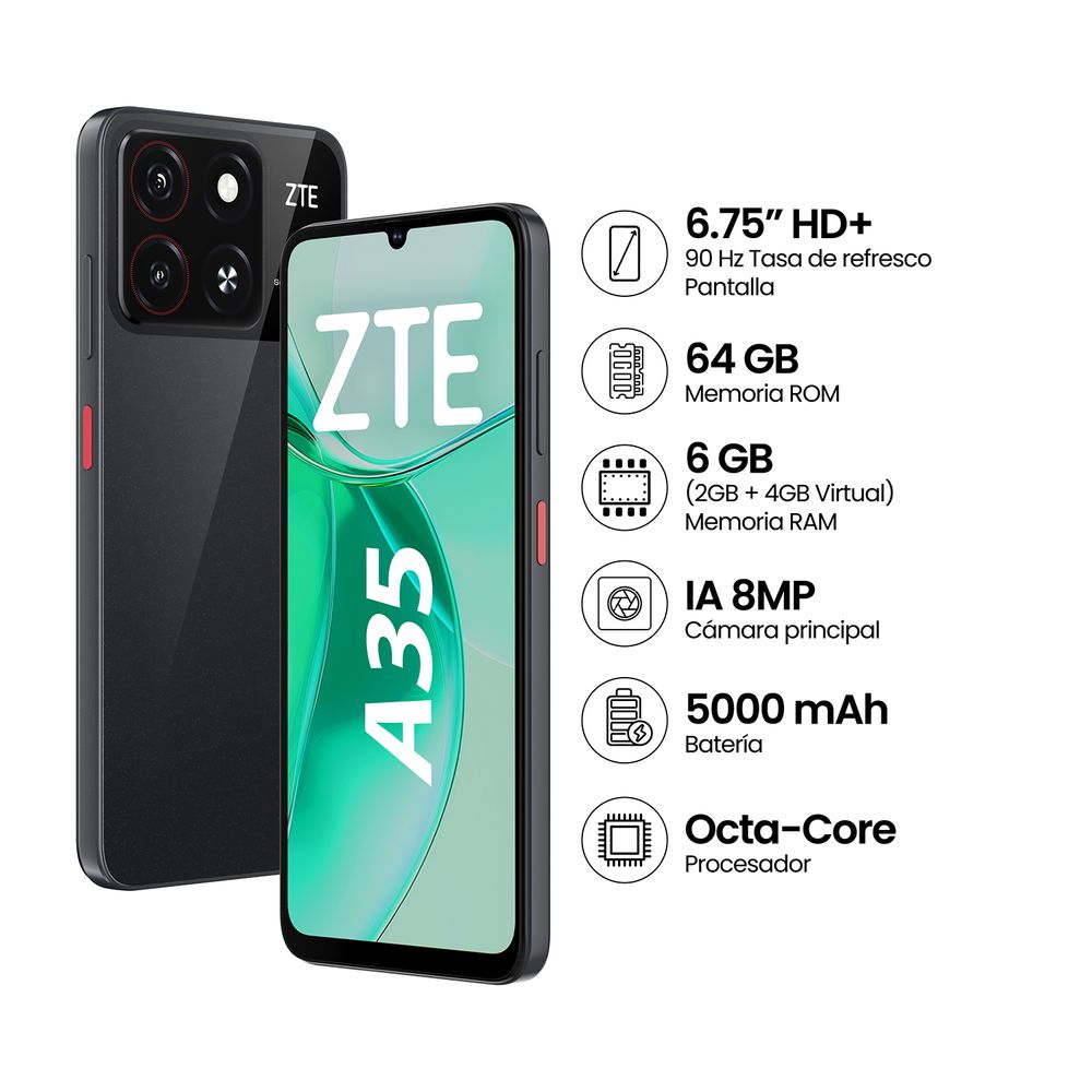 Celular ZTE Blade A35 2GB 64GB Negro| plazaVea - plazaVea