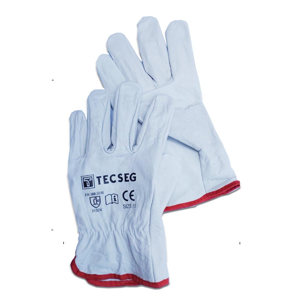 Guantes de Cuero Badana Blanco AS010 TECSEG Talla 10