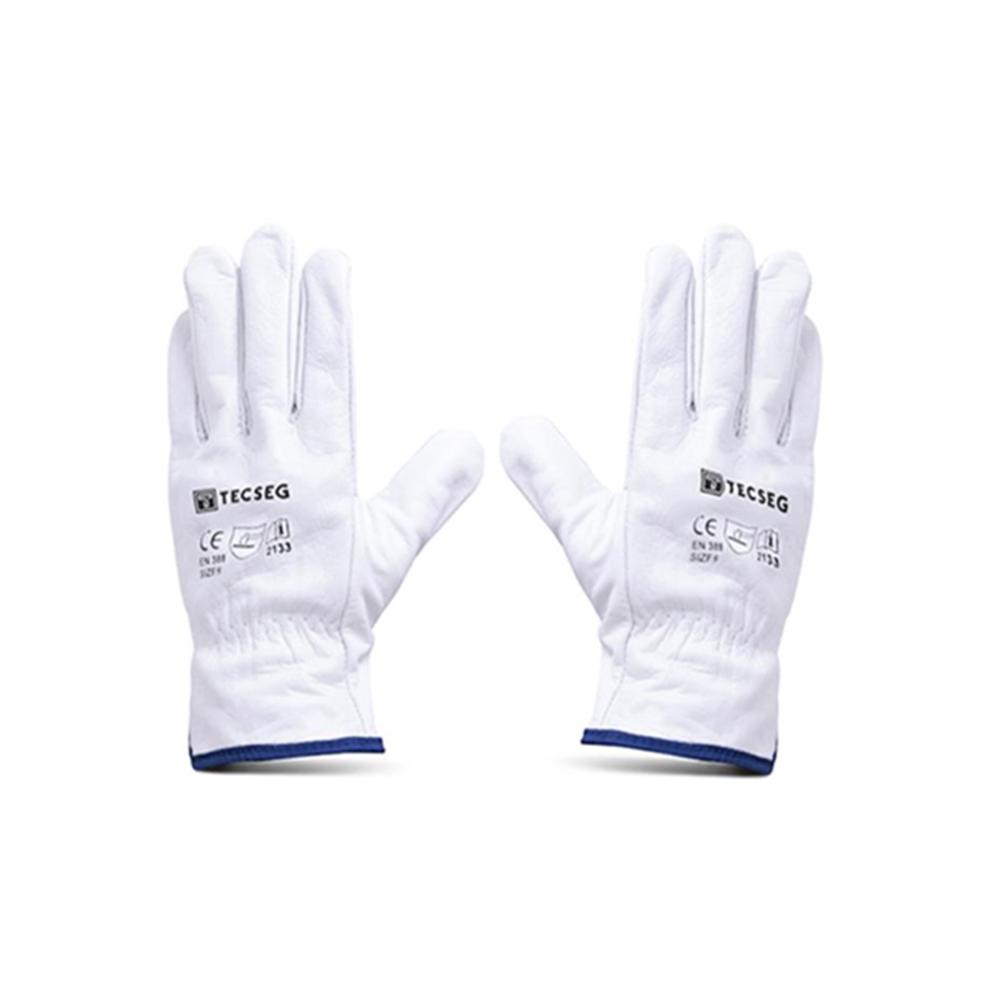 Guantes de Cuero Badana Blanco AS010 TECSEG Talla 9