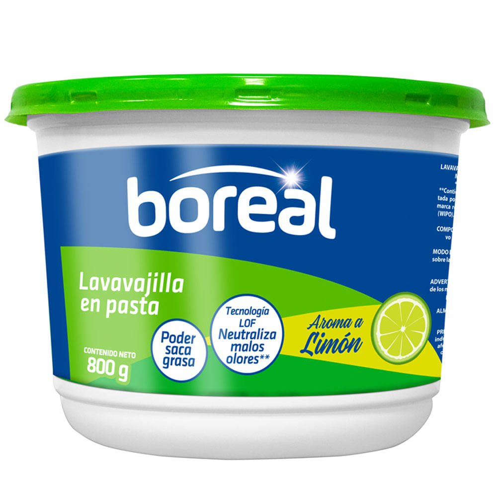 Lavavajilla en Pasta BOREAL Limón Pote 800g