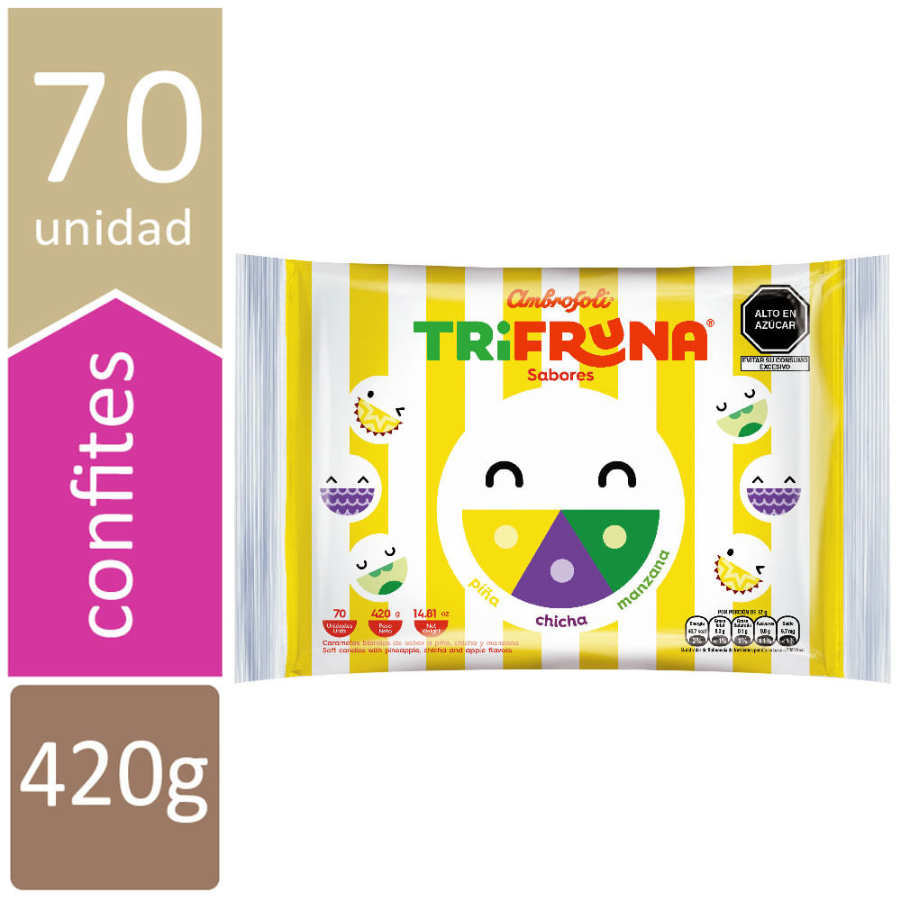 Caramelos AMBROSOLI Trifruna Chicha Mango Piña Bolsa 420g