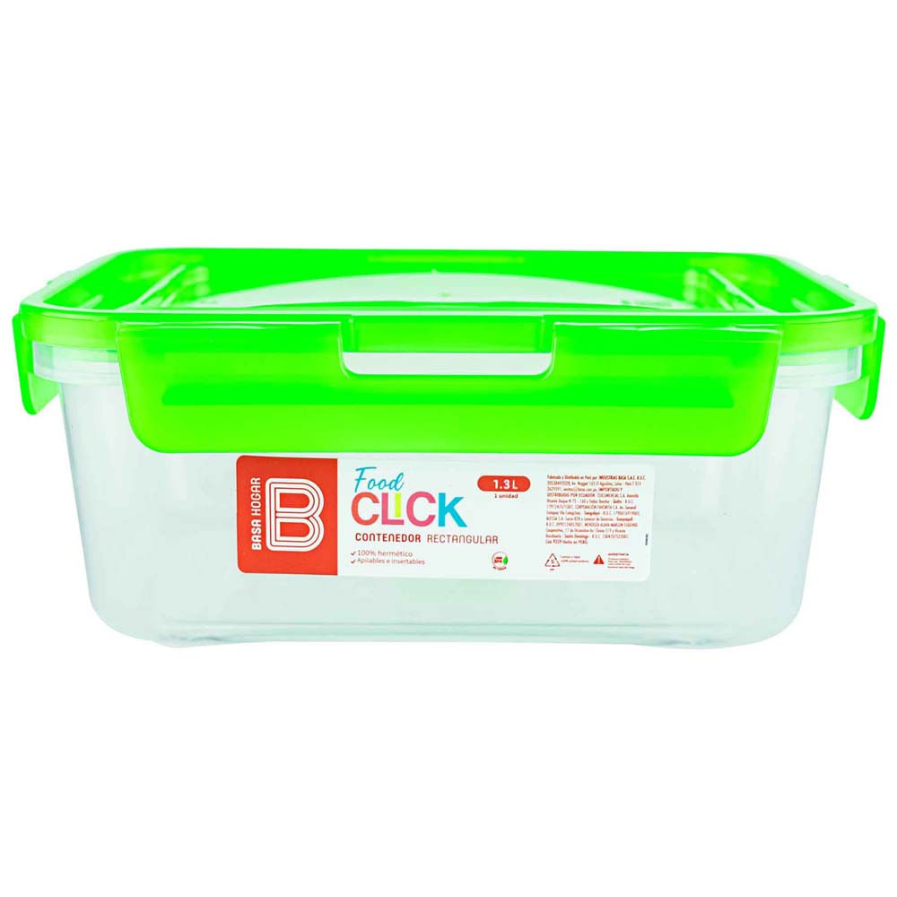 Táper Rectangular BASA Food Click 1.3L (Modelos Aleatorios)
