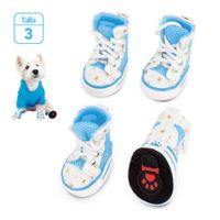 Zapatos para Perros Mascotas Antideslizante Celeste Talla 3 JJ3