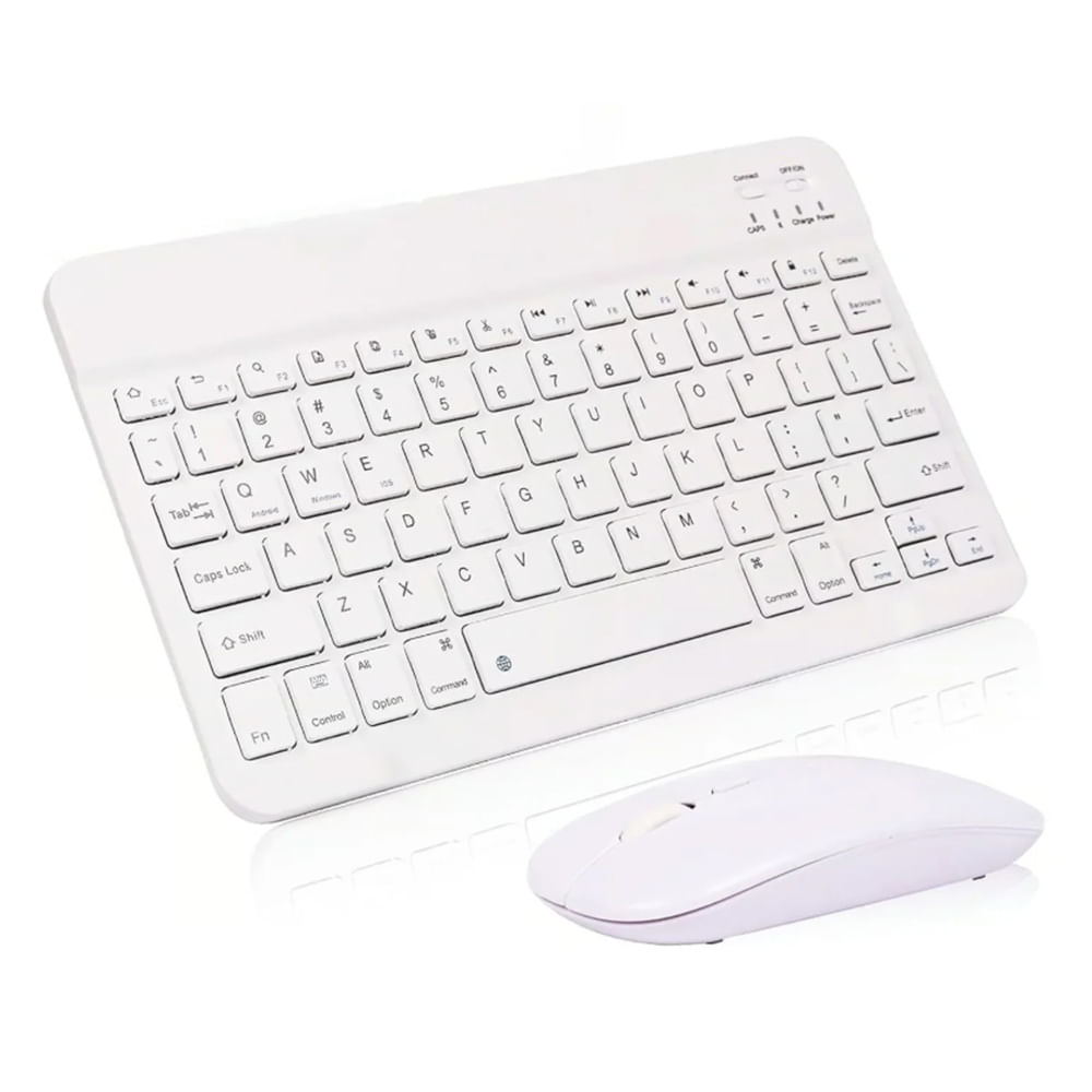 Teclado con Mouse Bluetooth Inalambrico para Pc Tablet Mac iPad Blanco