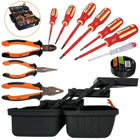 KIT alicates dieléctricos, 6 desarmadores 1000V, Caja de electricistas