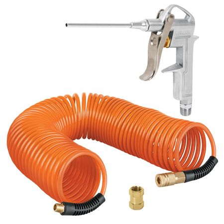 kit manguera de aire tipo resorte 15m, Pistola para sopletear,  Truper
