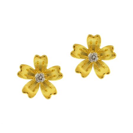 Aretes Gardenia Bañado en Oro 24K