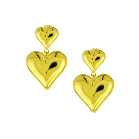 Aretes Double Heart Bañado en Oro 24K