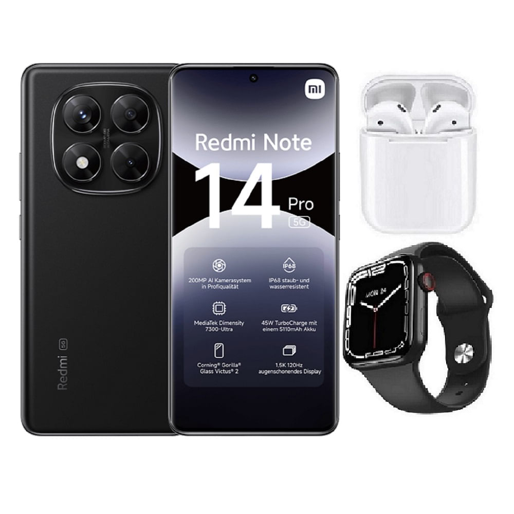 Xiaomi Redmi Note 14 Pro 5G 256GB Negro  + Audifonos + Smartwatch