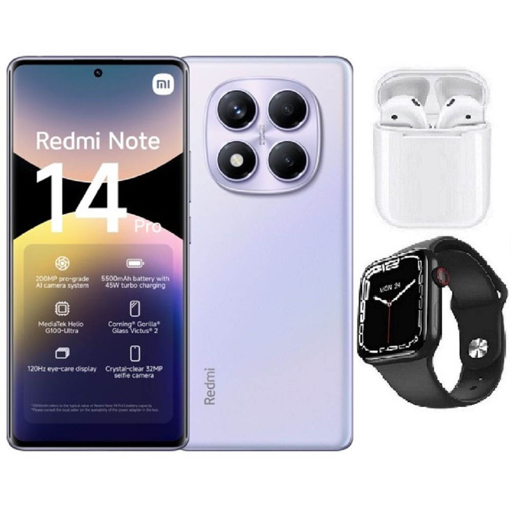Xiaomi Redmi Note 14 Pro 4G 256GB Purpura  + Audifonos + Smartwatch