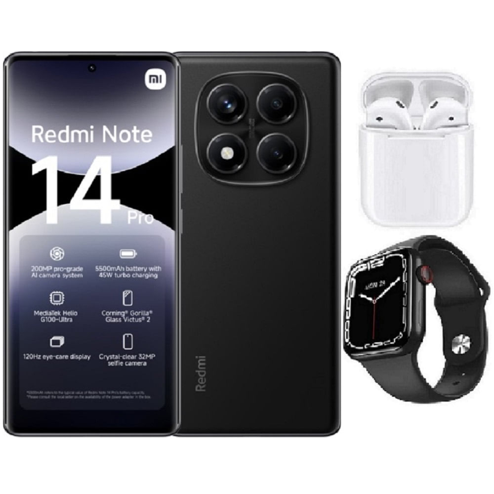 Xiaomi Redmi Note 14 Pro 4G 256GB Negro  + Audifonos + Smartwatch