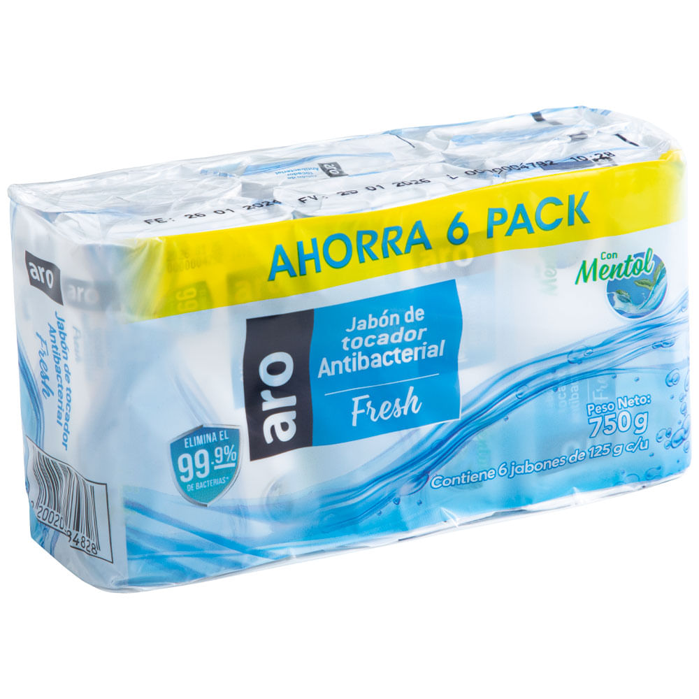 Jabón de Tocador Fresh Antibacterial ARO Sixpack 750g