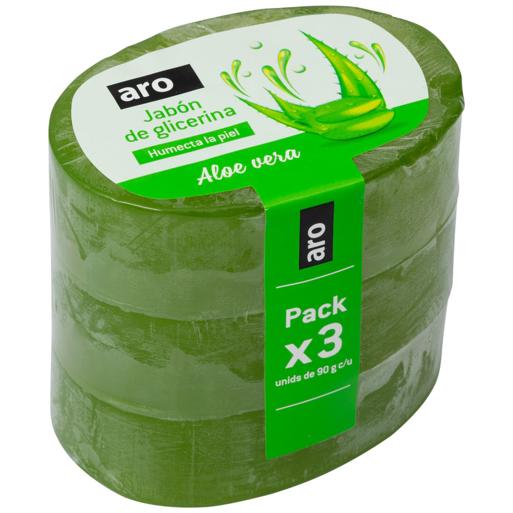 Jabón de Glicerina Aloe Vera ARO Tripack 90g