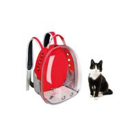 Mochila Transportadora de Mascotas Transparente Rojo