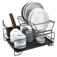 Escurridor de Platos de 2 Niveles con Porta Cubiertos y Bandeja