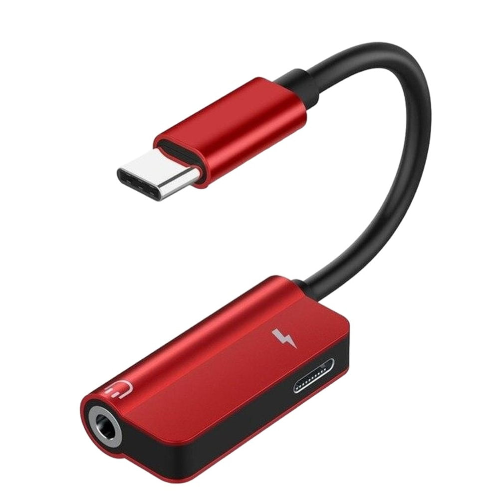 Adaptador de Audio Tipo C a 3.5 Mm para Auriculares Rojo