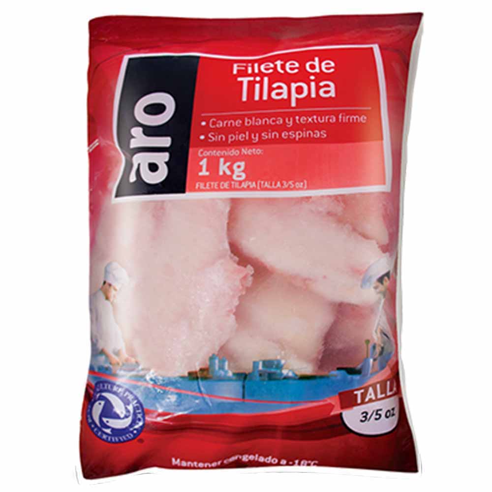 Filete de Tilapia Premium ARO Talla de 3 A 5 Bolsa 1Kg