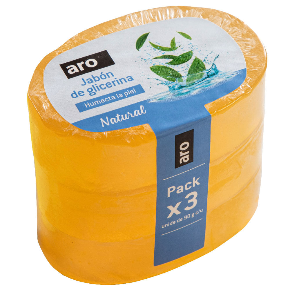 Jabón de Glicerina Natural ARO Tripack 90g